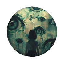 Haiem Spare Tire Cover , Wheel Cover with Eyes Watching In The Dark printed, Camper Spare Tire Cover Fit for Jeep Wrangler Rv SUV Truck Travel Trailer-15 inch