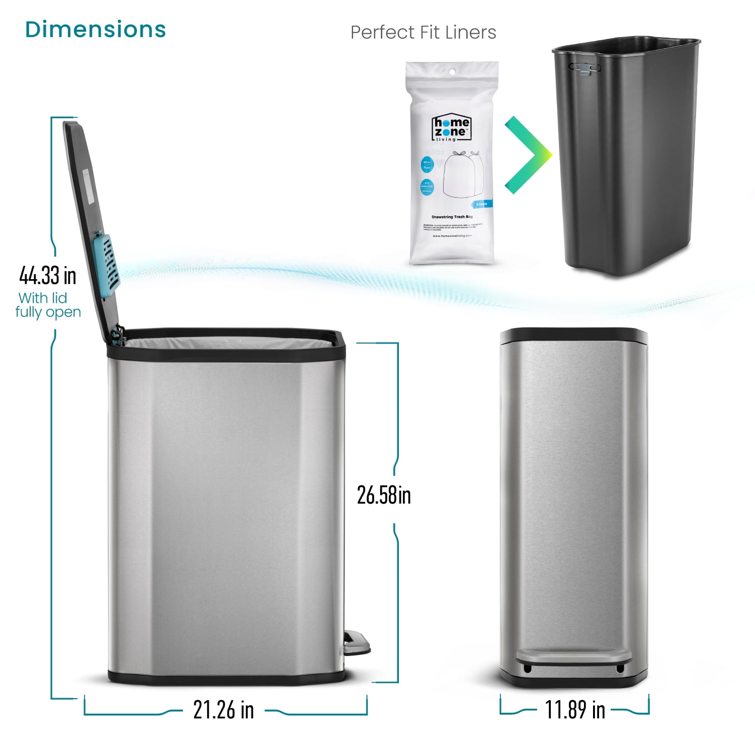 Home Zone Living 13.2 Gal. Stainless Steel Step-On Kitchen Trash Can with  Dual Compartments and Slim Shape VA42135A - The Home Depot