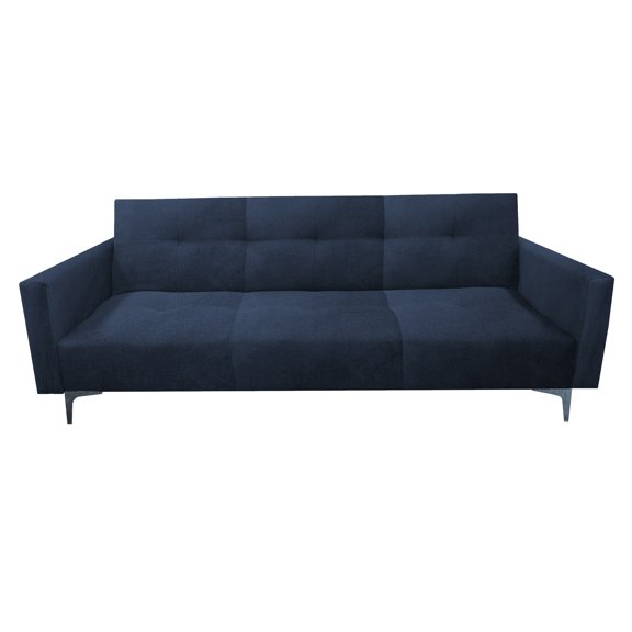 Sofa Cama Reclinable El Bazar Store Paris Terciopelo Azul marino Futón 3 posiciones Brazos movibles Sala