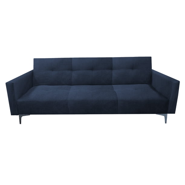 Sofa Cama Reclinable El Bazar Store Paris Terciopelo Azul marino Futón 3 posiciones Brazos movibles Sala