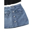 thumbnail image 3 of Toddler Baby Girl Off Shoulder Halter Tops Camisole Crop Top Shirts Denim Mini Skirty Summer Outfit Set, 3 of 6