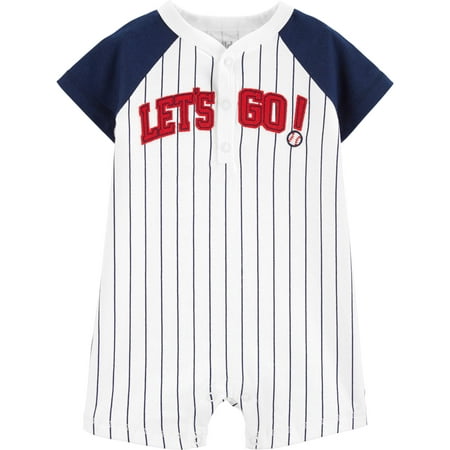 Cream Boys Overalls - Child of Mine by Carter's Short Sleeve One Piece Romper (Baby Boys)