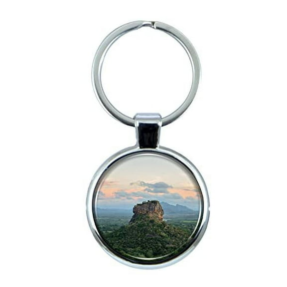 Sri Lanka Keychain with Epoxy Dome and Metal Keyring