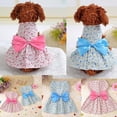 thumbnail image 1 of Flmtop Été Chiens Chiot Robe Floral Imprimé Arc Jupe Animal de Compagnie Doux Tenue Partie Vêtements Bleu, 1 of 9