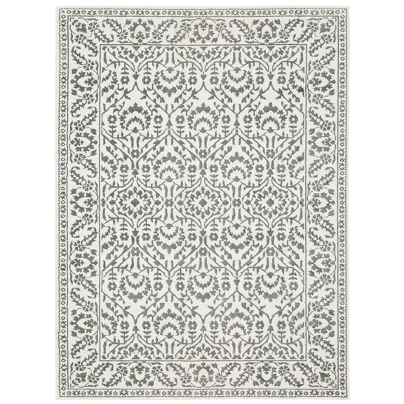 Woven Trends Ferrara - 2062H - Causal Style, Floral Pattern, Pet & Family Friendly, Living Room, Dining Room, Office, Low Pile Polyester Area Rug in Grey - 6' X 9'