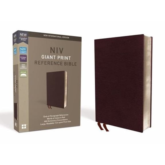 Pre-Owned NIV, Reference Bible, Giant Print, Bonded Leather, Burgundy, Red Letter Edition, Comfort Print (Bonded Leather) 0310449472 9780310449478