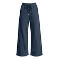 thumbnail image 6 of Baggy Sweatpants for Women, Elastic Waist Wide Leg Lounge Pants with Pockets, Relaxed Fit, Jogging Walking Daily Outdoor Wear | VerBelle,Navy 2XL, 6 of 9