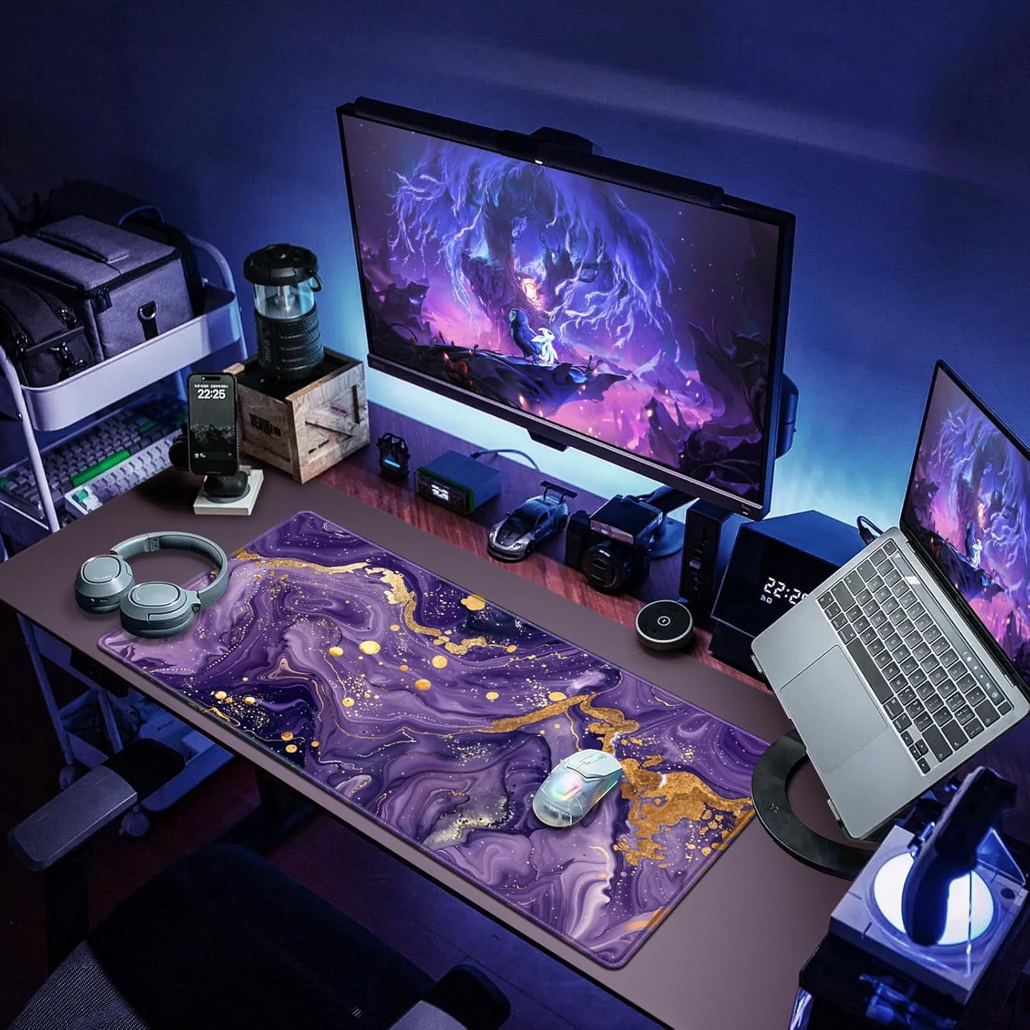 Gaming Mouse Pad, 31.5x15.7inch Large Extended Mousepad Big Computer Desk Mat for Keyboard and Mouse Full Desk Mouse Mat with Non-Slip & Rubber Base
