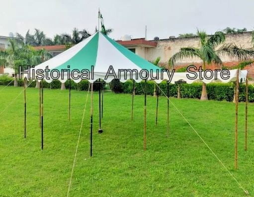 Medieval Round pavilion tent 4m White-emerald green waterproof camping Tent