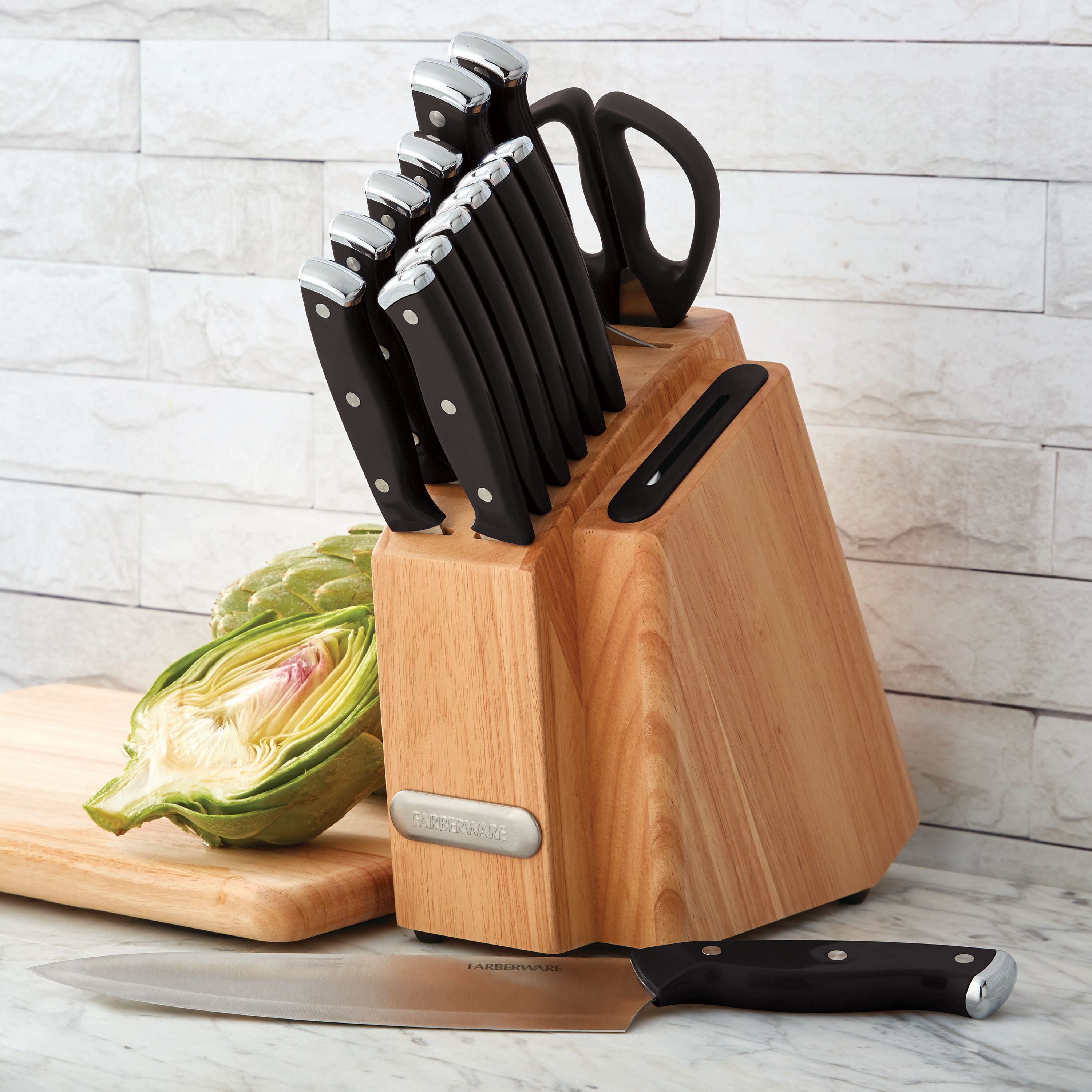 Old Homestead 5 Knives 7 pc set with Butcher Block Cutlery
