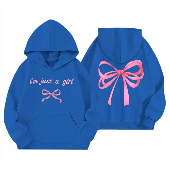 Chandail en Molleton à Manches Longues pour Filles Imprimé à Capuche Col Rond Mignon Chandail Coupe Décontractée Vêtements d'Hiver pour Filles 9-10 Ans