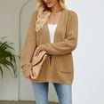 thumbnail image 5 of Women's Open Front Knit Cardigan Sweater Long Sleeve Casual Loose Fit Chunky Knitwear with Pockets, 5 of 6