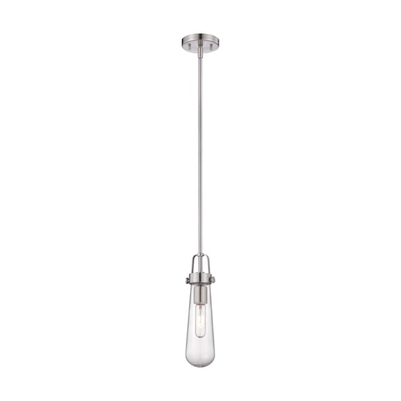 Nuvo Mini Pendant Fixture,1L,Clear Br Nkl 60-5262