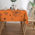 thumbnail image 4 of Halloween Spiderweb Rectangle Tablecloth Spider Web Orange Cobweb and Spiders Table Cloth Dining Table Cover for Home Kitchen Restaurant Party Buffet Picnic 60 x 84 Inch, 4 of 6
