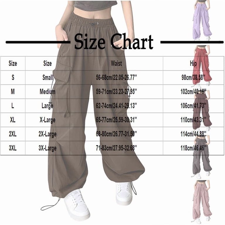 VBVC Women's Y2K Parachute Cargo Pants,Adjustable Jogger Trousers