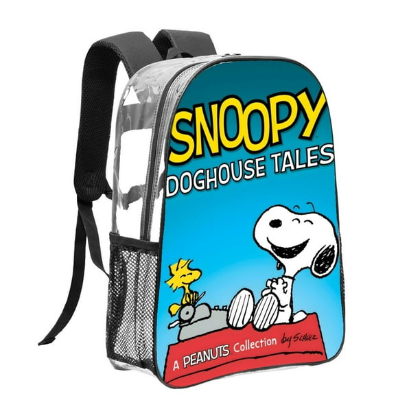 Snoopy Mochila transparente temática, resistente y duradera, bolsa see-through para trabajo, deporte, universidad y viaje, 31 × 43 cm