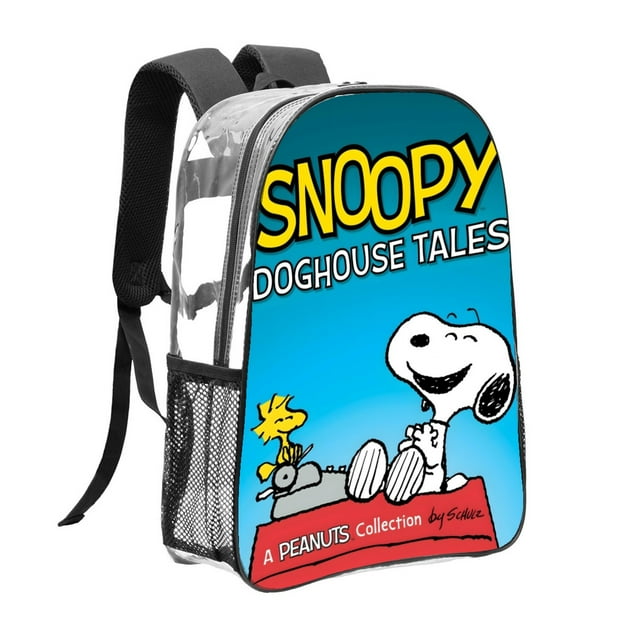 Snoopy Mochila transparente temática, resistente y duradera, bolsa see-through para trabajo, deporte, universidad y viaje, 31 × 43 cm