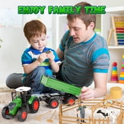 HopeRock Tractor Toy, Farm Toys Set for Toddlers Boys Age 3 4 5 6 Years, Realistic Pretend Play for Little Farmers, Christmas Birthday Gifts for Toddlers 3-6 years old.