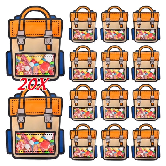 20PCS Plastic Gift Bags with Handles, Cartoon Backpack Bags for Party, Wedding, Birthday,Bulk Goodie Bags for Candy, Party Favors, Snacks