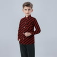 thumbnail image 5 of Oxford Dress Shirts for Boys Striped Long Sleeve Collared Button Up Shirt with Chest Pocket School Uniform (6-12 Months, Wine 01), 5 of 7