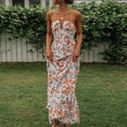 thumbnail image 2 of Gasa Halter Vestido largo Estampado floral Damas Estilo sexy Traje de vacaciones suelto FLhrweasw Nuevo, 2 of 7