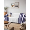 thumbnail image 6 of Navy Blue Striped Sofa Covers for 2-3 Cushion Couch L-Shaped Sectional, Modern White Striped Abstract Art Aesthetics Washable Sofa Covers Slipcover for Living Room, Couch Cover Blanket 71"x134", 6 of 9