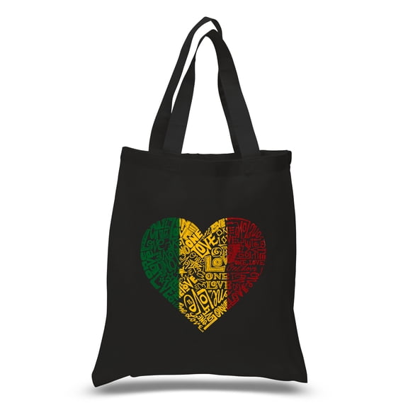 LA Pop Art Small Word Art Tote Bag - One Love Heart