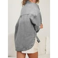 thumbnail image 3 of HOTAPEI Denim Jackets for Women Oversized Jean Jacket Curved Side Slit Hem Denim Jacket Casual Boyfriend Jean Jacket With Chest Pockets, 3 of 5