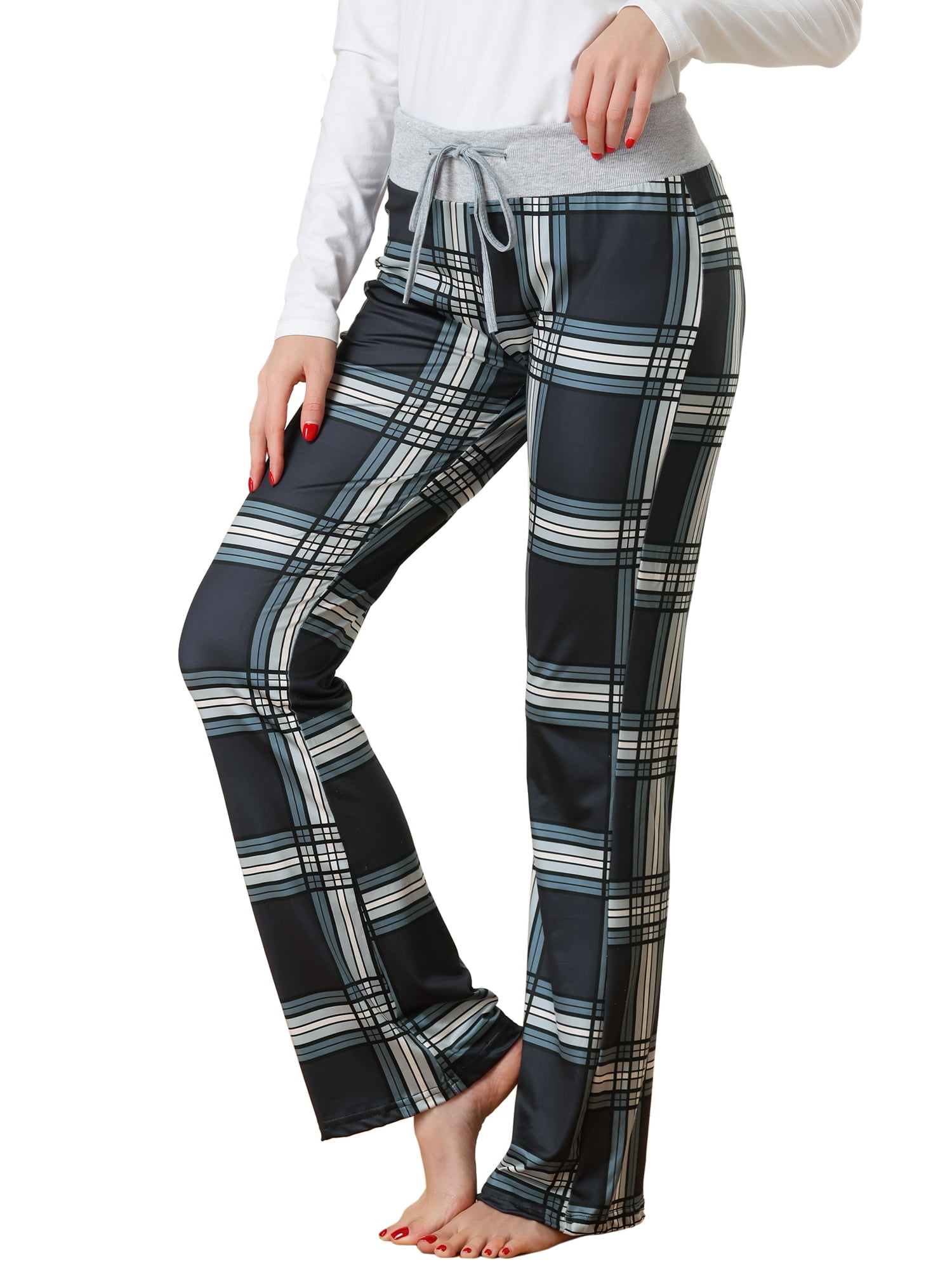 Unique Bargains Womens Pajamas Yoga Casual Trousers Wide Leg Sleepwear Lounge Pants
