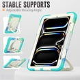 thumbnail image 4 of for iPad Pro 11 Inch 5th Gen 2024 Kids Case Heavy Duty Rugged Shockproof Silicone Hybrid Protective Case Cover Stand + Pencil Holder + Screen Protector for iPad Pro 11 2024 - Colorful Blue, 4 of 8