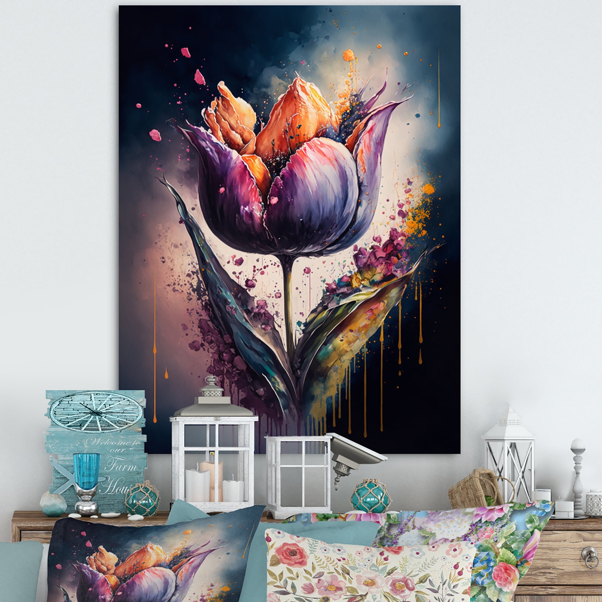 Designart Colorful Tulip I Canvas Wall Art