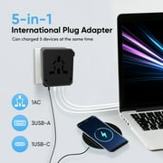 Universal International Travel Adapter Converter with USB Type C, Plug Adapter for European, USA, EU, UK, AUS, East Asia, Middle East, China, Japan, Korea, 150+ Countries, 110V and 220V