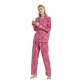 thumbnail image 3 of GLOBAL Women's Flannel Pajamas Set 100% Cotton PJs for Women Loungewear Long Sleeve Button Drawstring Waist Warm Sleepwear Pink Zebra Stripe M, 3 of 6
