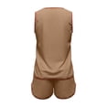 thumbnail image 4 of Bibifish Women Two Piece Sets V Neck Sleeveless Tops Elastic Waist Pocket Shorts Casual Summer Beach Vacation Matching Outfits, 4 of 6
