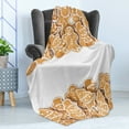 thumbnail image 4 of Cookie Soft Flannel Fleece Throw Blanket, Different Forms of Cuts with Icing Outlines Crunchy Aromatic Snacks, Cozy Plush for Indoor and Outdoor Use, 70" x 90", Sand Brown White, by Ambesonne, 4 of 5