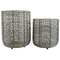 Northlight Twisted Iron Pillar Candle Holders - 10.25" - Gray and Gold Finish - Set of 2