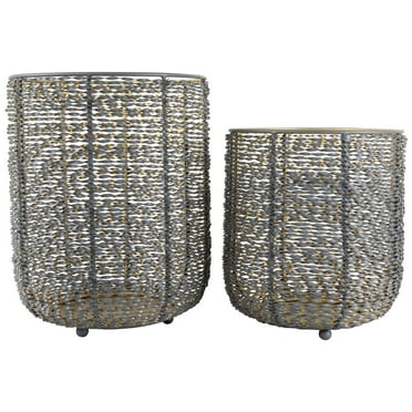Northlight Twisted Iron Pillar Candle Holders - 10.25" - Gray and Gold Finish - Set of 2