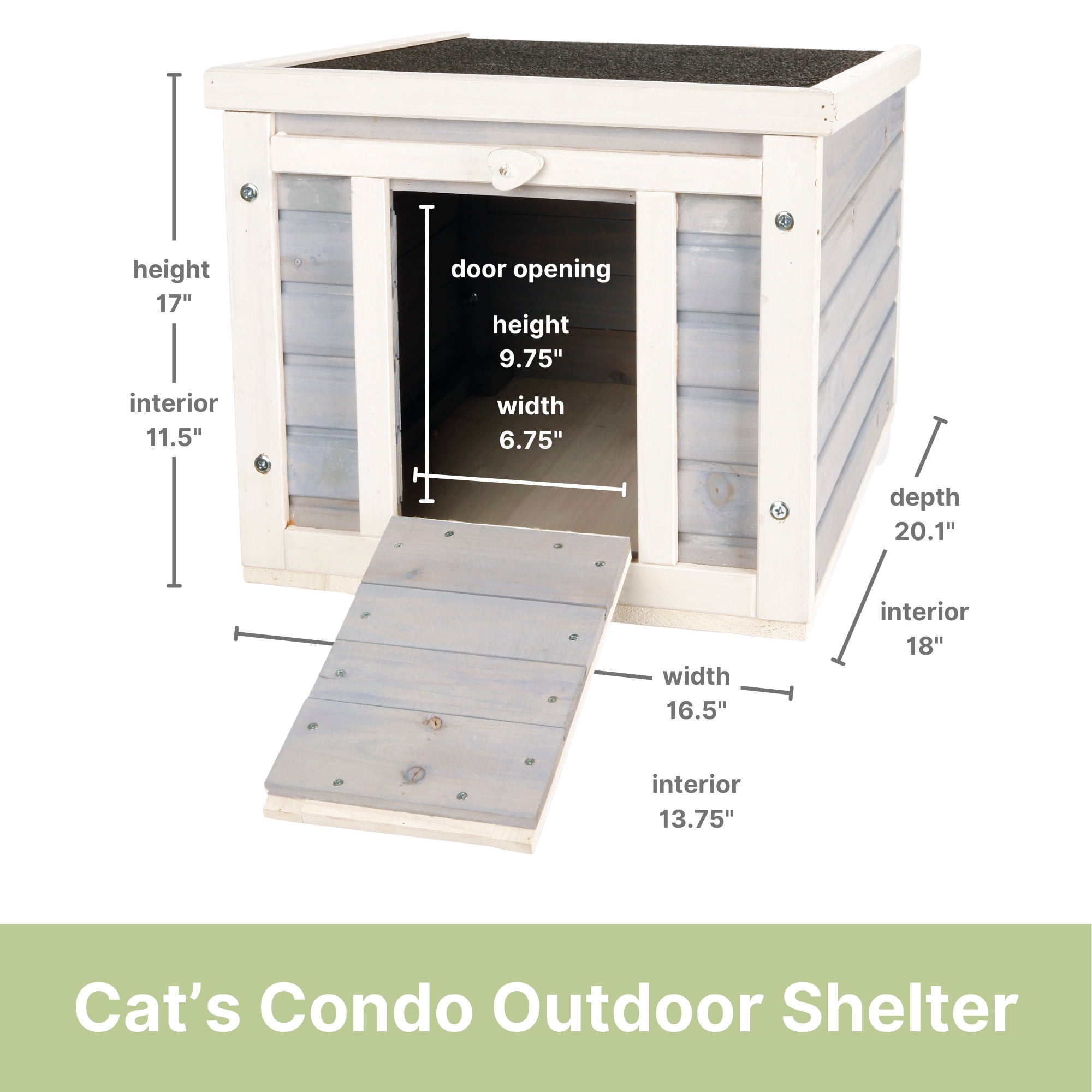 TRIXIE Cat's Condo Wooden Cat House, Weatherproof Small Outdoor Cat House with Hinged Roof