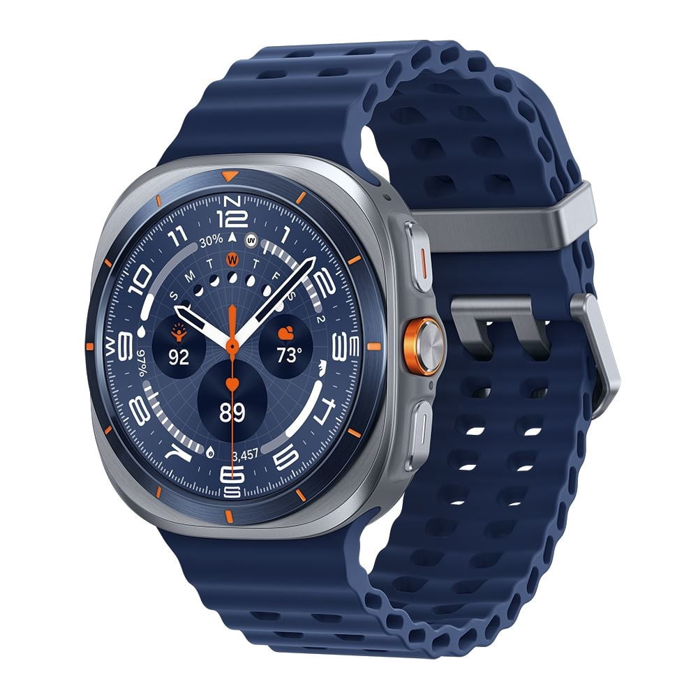 Restored Samsung Galaxy Watch Ultra 47mm Cellular Titanium Smart Watch, Titanium Blue, Blue Sport Band (Refurbished)