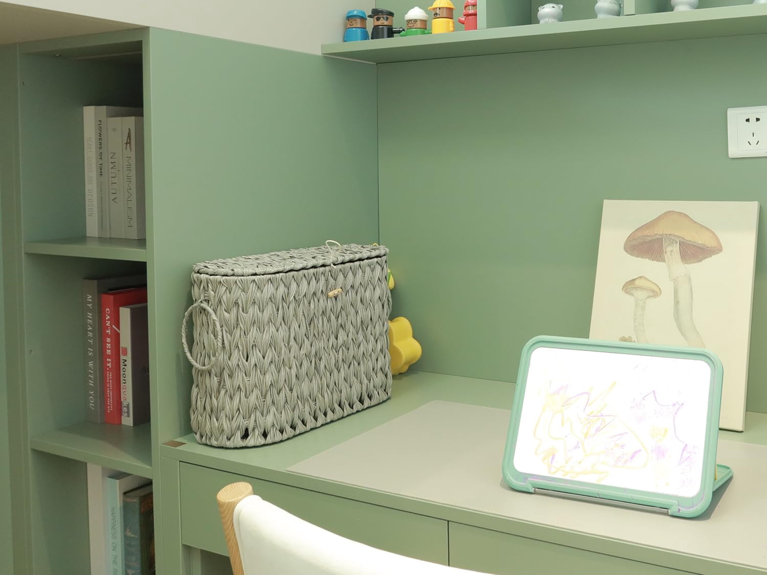 Toilet Paper Storage Basket With Lid Wicker Holder Stand Narrow Decorative Woven Bathroom Organizer Free Standing Grey