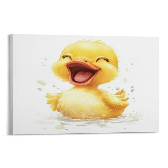 Canvas Wall Art for Bedroom Happy Duck Canvas Prints Wall Art Christmas Decorations Canvas Print Artwork for Bedroom Living Room Kitchen Office 08x12inch Framed Artwork