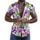 thumbnail image 1 of Camisas Vaqueras Para Hombre Manga Corta Casual Hombres Solapa Solapa Cocotero Estampado Manga Corta Puños Botón Puerto Estilo Floral Camisa Playa Hawaiianss Verano Top (Purple, M), 1 of 4