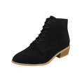thumbnail image 3 of Bottines en Daim à Lacets pour Femmes Zip Up Bootie Bas Talon Pointu Chaussures à Bout, 3 of 5