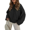 thumbnail image 2 of Suéter Informal de Punto Afelpado de Larga Extragrande para Mujer, Ropa de Otoño Negro L, 2 of 8