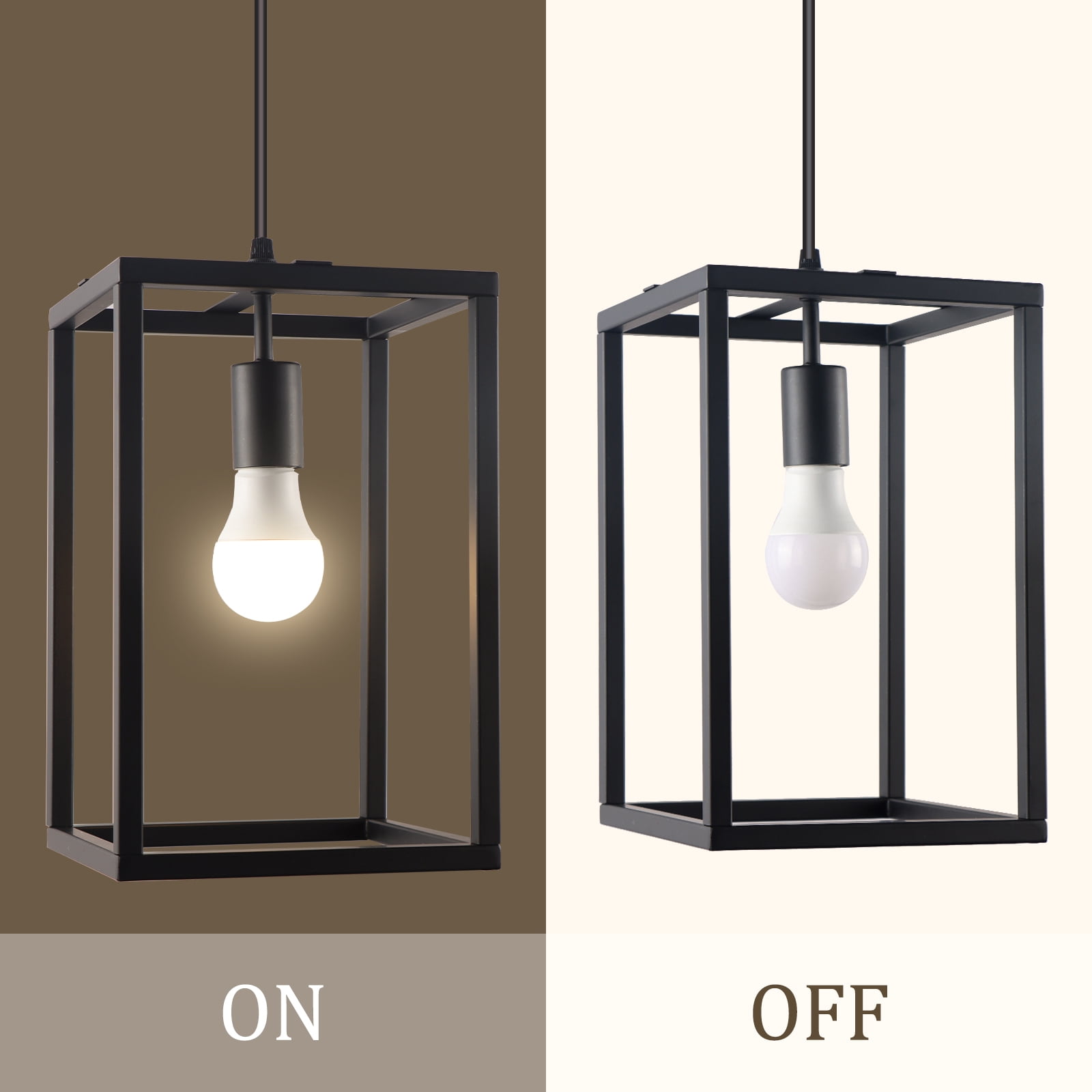 Miniyam Pendant Lights Hanging Light Fixture Modern Kitchen Light with Black Finish, 51 Inch Pipe for Flat and Slop Ceiling, Kitchen Island, Bedroom, Dining Hall, E26 Base, No Bulbs Included