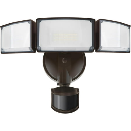 LUTEC 72W 7500LM LED Security Lights Motion Sensor Light Outdoor, 5000K Daylight, IP65 Waterproof, Dusk to Dawn, 3-Head Motion Detected Flood Light for Garage, Yard, Porch(Brown)