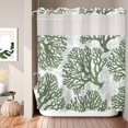 thumbnail image 2 of No Hook Shower Curtain, Dark Sage Green Coral Coastal Shower Curtains for Bathroom with See Through Top Window, Summer Beach Nautical Ocean Waterproof & Washable Bath Curtain 66"x72", 2 of 9