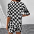 thumbnail image 6 of Stichou 2 Piece Short Sets for Women 2026 Summer Spring Plaid Lounge Beach Travel Vacation Outfits Matching Shorts Sweatsuit with Pockets Black XL, 6 of 7