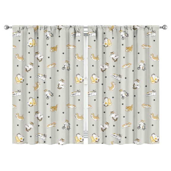 2 Pack Cute Cat Lover Kitchen Curtains - 52x84 Inch Rod Pocket Tier Panels, Funny Pet Themed Window Treatment
