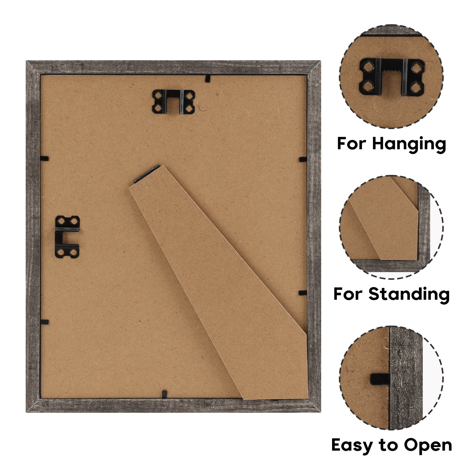 4-Pack Gray Rustic 8x10 Picture Frame, Matted to 9x11